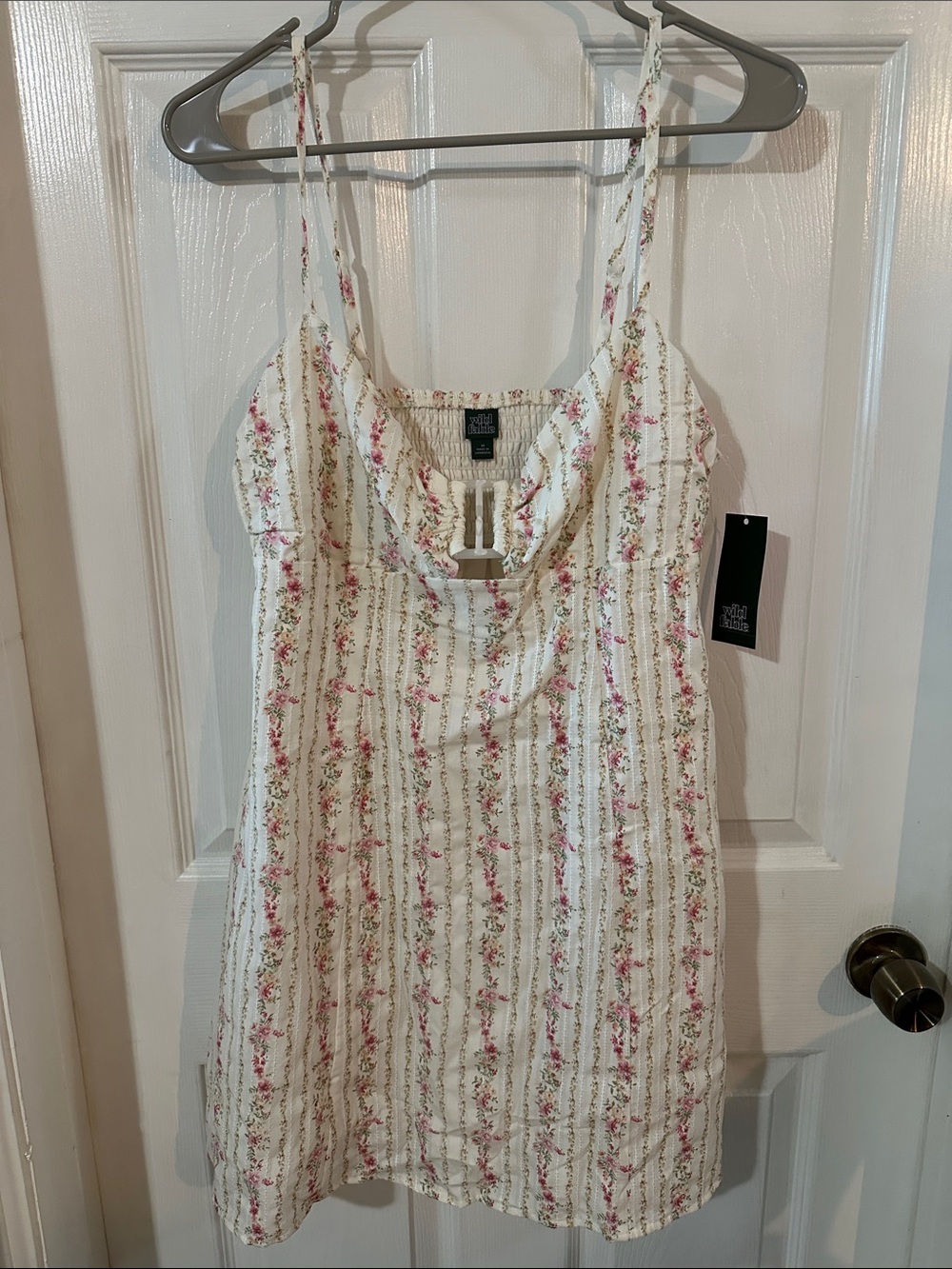 Wild fable buckle front Cream Floral Strappy Camisole Dress medium